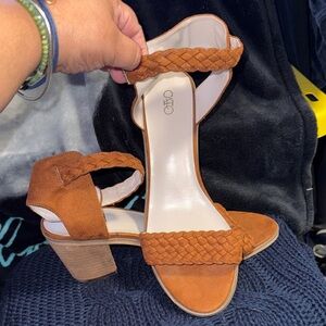 Cato Tan Braided Heeled Sandals